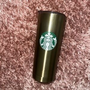 Starbucks coffee gold metallic 20 fl oz stainless drink water bottle turning lid